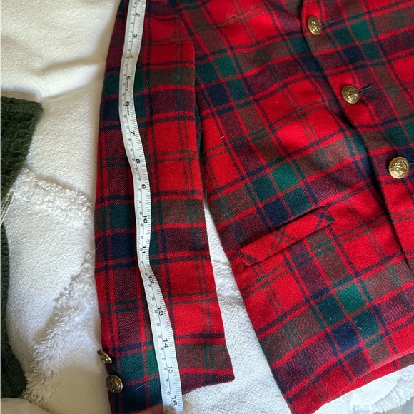 Sears Vintage Pooh Limited Edition Red and Green Blazer Classic Plaid Wool-Blend - Picture 4 of 9